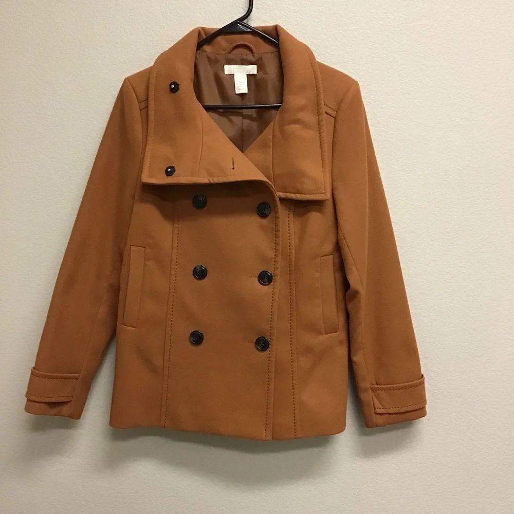 Women's Tan Double-Breasted Coat - Picture 1 of 4